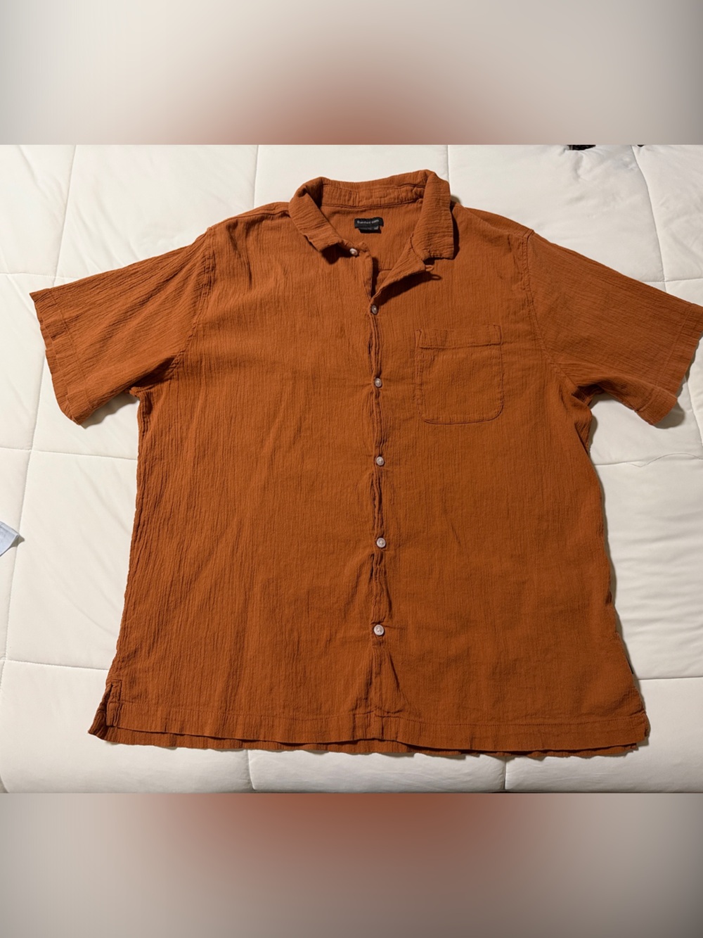 Casual Short-Sleeve Button-Down Shirt in Rust by Universal Thread